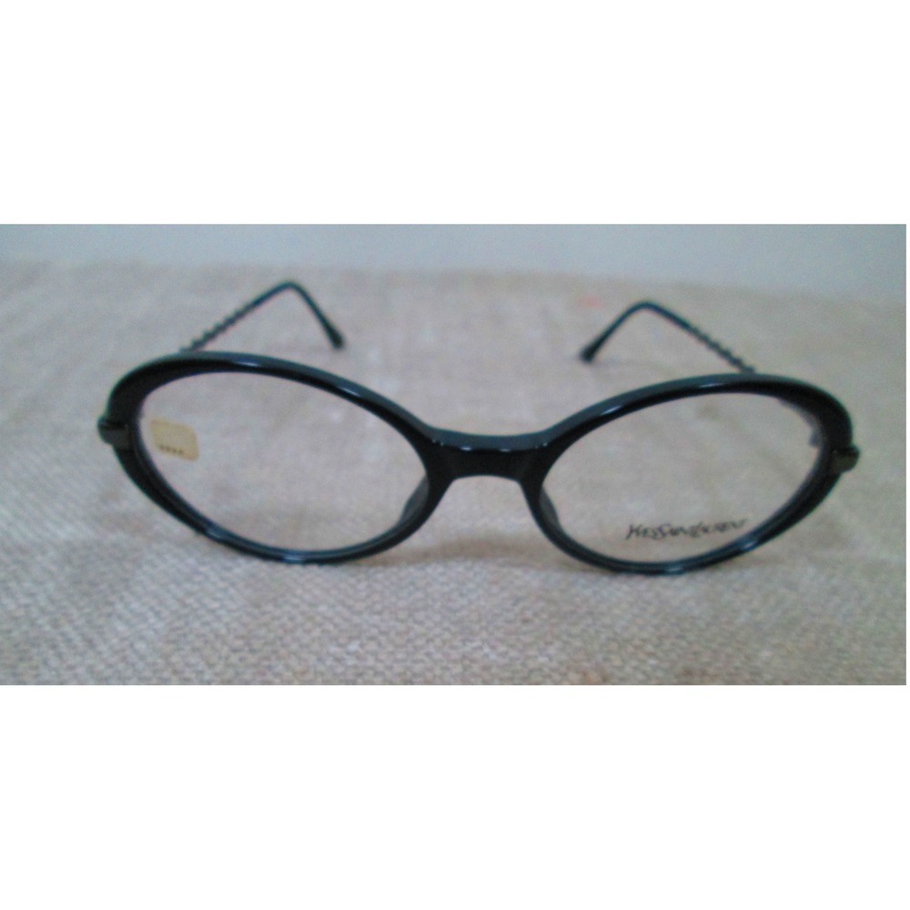 Yves Saint Laurent YSL Eyeglasses Black Oval Frames Only Glasses - Picture 5 of 5